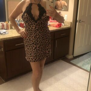 Victoria's Secret Leopard Print Pajama with Black Lace